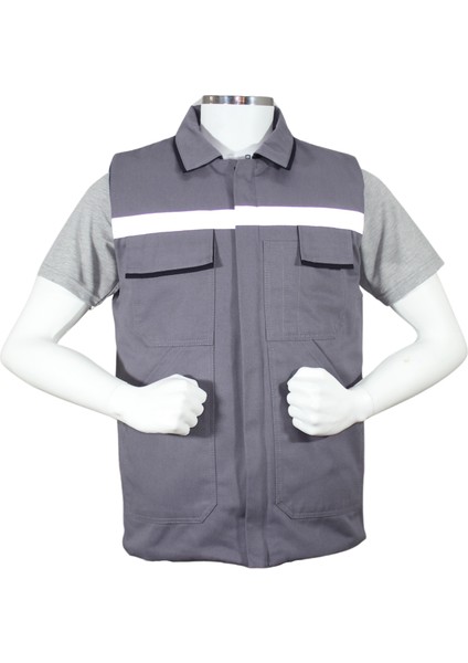 Basic Gabardin Yelek Kışlık Gri