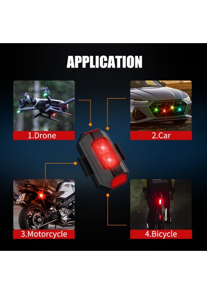 6 Adet Rgb Drone Araba Uçak Kanadı Motosiklet Şarjlı Çakar LED