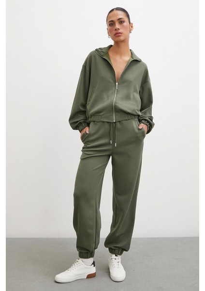 Lastikli Cepli Eşofman Altı Haki modelleri