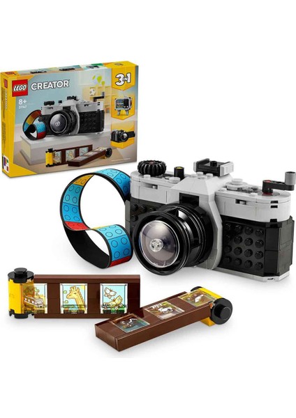 LEGO® Creator Retro Fotoğraf Makinesi 31147 - 8 Yaş ve Üzeri Çocuklar için Televizyon ve Video Kamera Model Seçenekleri İçeren 3#ü 1 Arada Yaratıcı Oyuncak Yapım Seti (261 Parça)