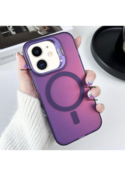 iPhone 11 Kılıf + Lens Koruyucu Set Arkası Hologramlı Mat Kamera Standlı Kapak