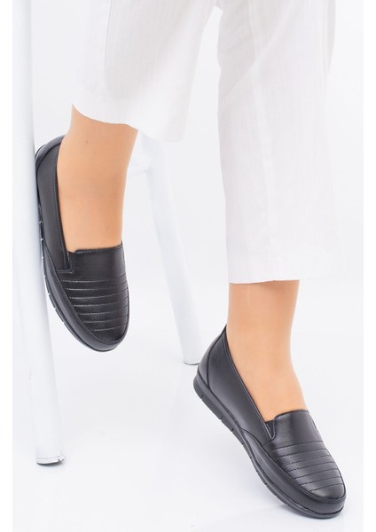 Kadın Tam Ortopedik Siyah İçi Hakiki Deri Anne Ayakkabısı Kadın Ayakkabı modelleri