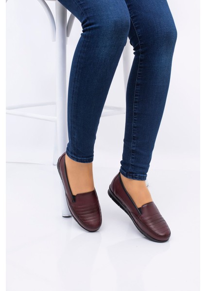 Kadın Tam Ortopedik Bordo İçi Hakiki Deri Anne Ayakkabısı Kadın Ayakkabı fırsatları