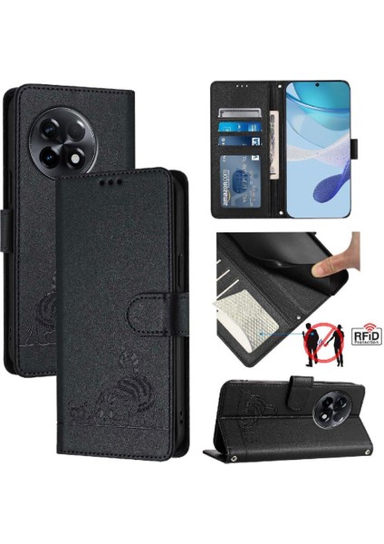 Oneplus 11R 5g Için Kılıf Cüzdan Kapak Çevirin Kart Yuvası Tutucu Kickstand Kedi (Yurt Dışından)