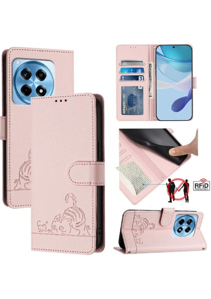 Oneplus Ace 3 5g Için Kılıf Cüzdan Kapak Çevirin Kart Yuvası Tutucu Kickstand Kedi (Yurt Dışından)