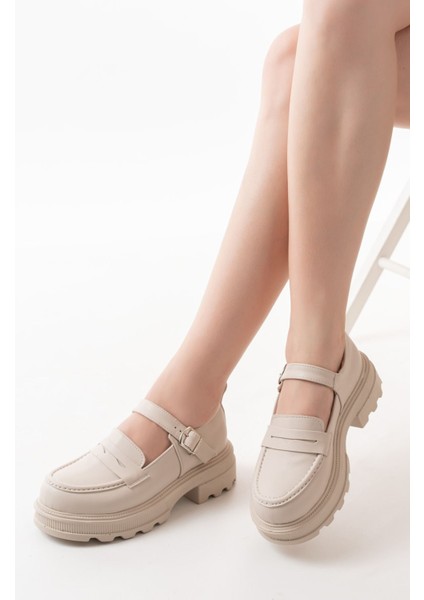 745-771 Bej Süet Kadın Günlük Yüksek Tabanlı Loafer Ayakkabı fiyatları