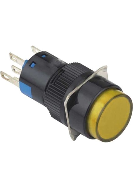 16MM Beyaz Kalıcı Buton Ledli 5p (Yuvarlak) On-Off 10V-30V