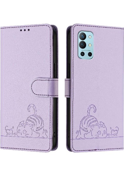 Oneplus 9r Kart Yuvası Tutucu Için Kickstand Cüzdan Kapak Çevirin Kedi Rfıd (Yurt Dışından)