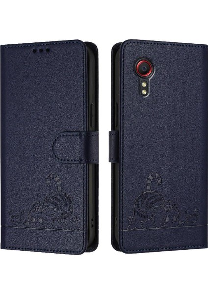 Samsung Galaxy Xcover 5 Kedi Rfıd Cüzdan Kapak Çevirin Kart Yuvası (Yurt Dışından)