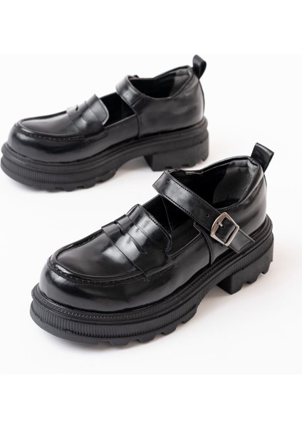 745-771 Siyah Rugan Günlük Yüksek Tabanlı Loafer Ayakkabı modelleri