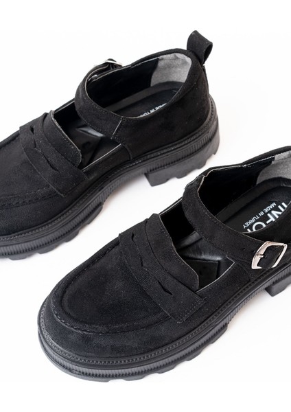 745-771 Siyah Süet Kadın Günlük Yüksek Tabanlı Loafer Ayakkabı indirimleri