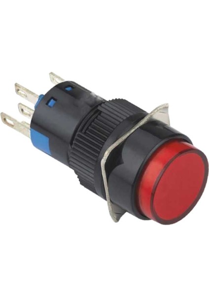 16MM Kırmızı Kalıcı Buton Ledli 5p (Yuvarlak) On-Off 10V-30V