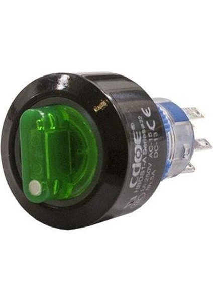 22MM Yeşil Mandal Buton Off-On 10V-30V 5p