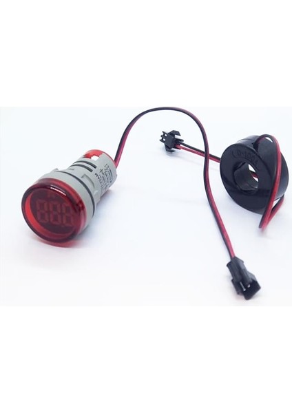 22MM Dijital Ampermetre 0-100A Ac Kırmızı Yuvarlak