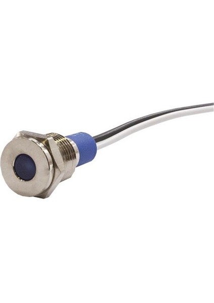 10MM Metal Kablolu Sinyal Lambası Mavi IP67 10V-30V