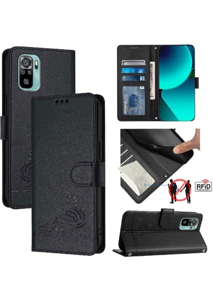 Xiaomi Redmi Için Not 10T 5g Kart Yuvası Tutucu Kickstand Kedi Rfıd Flip (Yurt Dışından)
