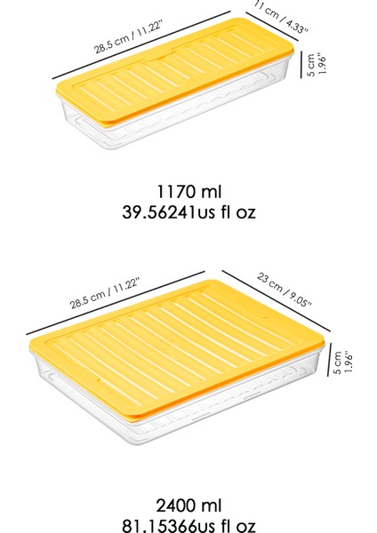 8'li Saklama Kabı, Mikrodalga Uyumlu Erzak Saklama Kabı Sarı 4X2400 Ml- 4X1170 ml indirimleri