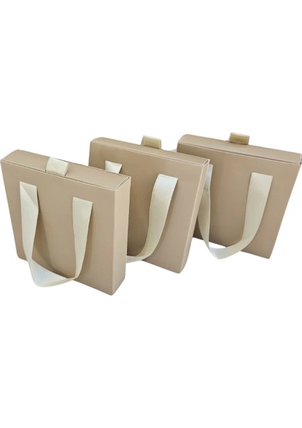 Toprak Rengi 12 Adet Çekmeceli ve Çantalı Karton Kolye&mini Set Kutusu (12X12 cm )