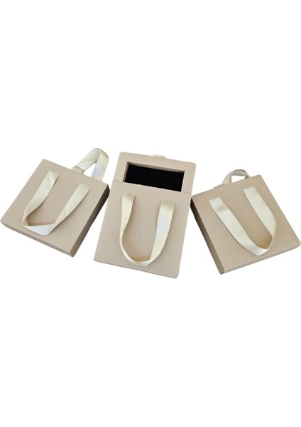 Toprak Rengi 6 Adet Çekmeceli ve Çantalı Karton Kolye&mini Set Kutusu (12X12 cm ) modelleri