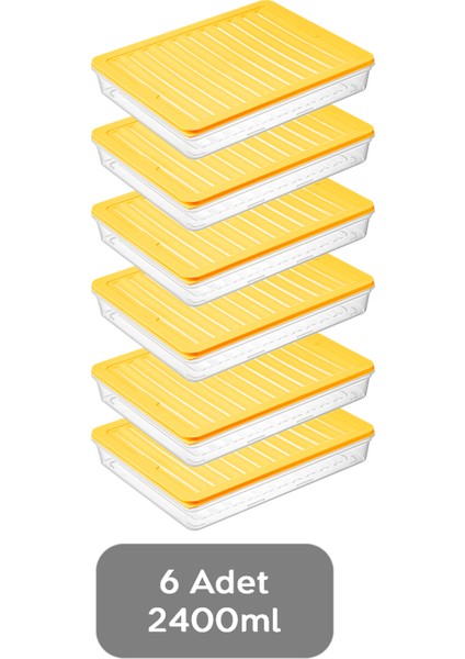 6'lı Saklama Kabı , Mikrodalga Uyumlu Erzak Saklama Kabı Sarı 6 x 2400 ml fiyatları
