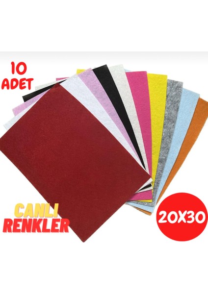 Renkli Keçe 20X30 cm 10 Renk 180 gr Ince Etkinlik Hobi El Işi Keçesi 1 mm