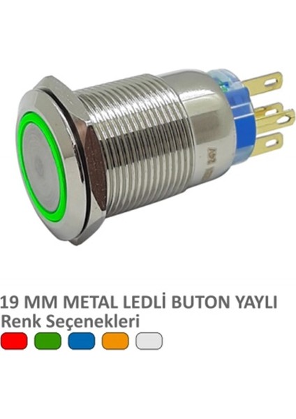 19MM Metal Yaylı Buton Mavi
