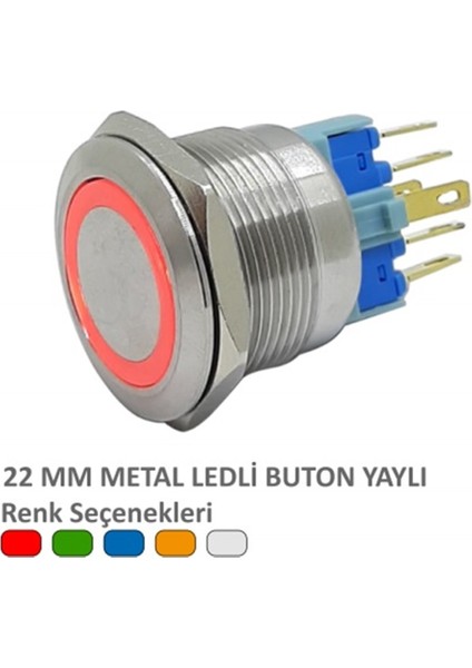 22MM Metal Ledli Yaylı Buton Kırmızı
