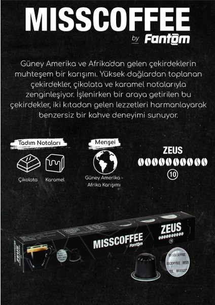 Mısscoffee Zeus Kapsül Kahve Kutusu Nespresso Sistem Uyumlu
