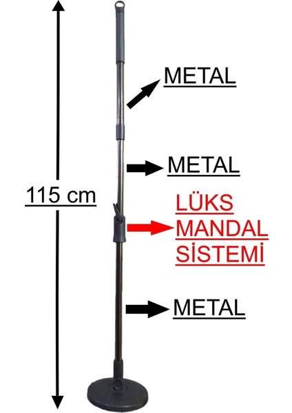 Tüm Temizlik Seti Kovalarına Uyumlu Metal Yedek Sap 2 Mop