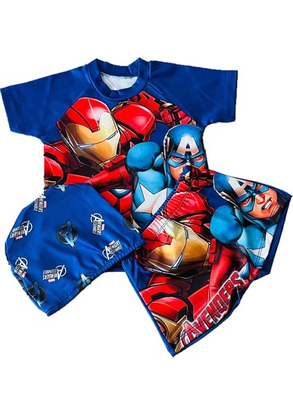 Avengers Ironman Temalı Mavi Çocuk Yüzme Takımı