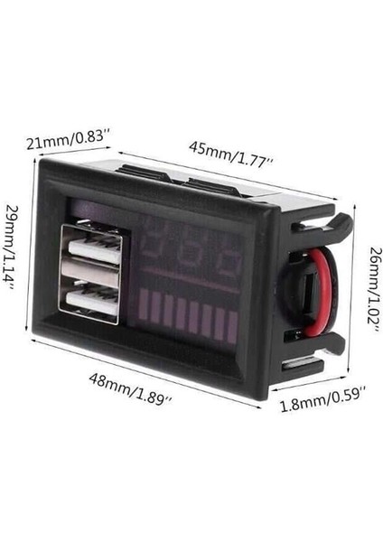 Akü Kapasite Göstergesi Voltmetreli ve USB Çıkışlı