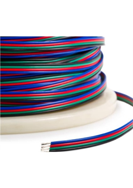 10 Metre Rgb Kablo 4 Lü Şerit LED Kablosu 4x0.22 Kalaylı Bakır