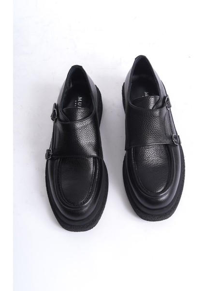 Mubiano Hakiki Deri Collection Kadın Toka Detaylı Floter Loafer Siyah - MCRGN7000 - S indirimleri