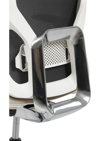 Eman Başlıklı Alüminyum File Arkalık Beyaz Gövde Çalışma Koltuğu (Doğal Deri) fiyatları