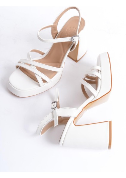 Olga Beyaz Mat Yüksek Kalın Platform Topuklu Ayakkabı fiyatları