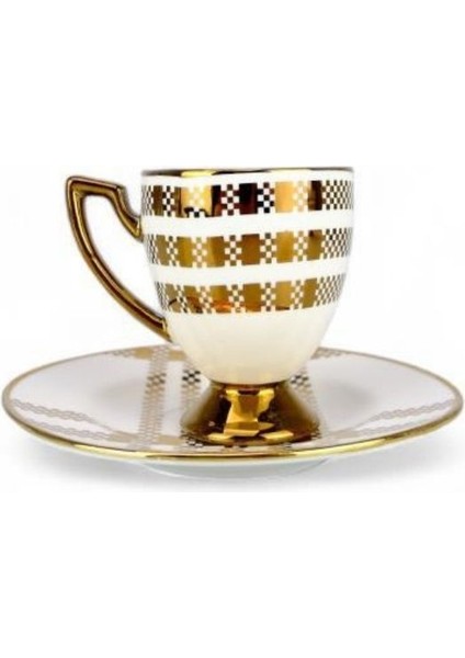 Vicenza 6 Kişilik 12 Parça Porselen Kahve Fincan Takımı Gold Yaldızlı Krem - VOGUE-114 C320.042 modelleri
