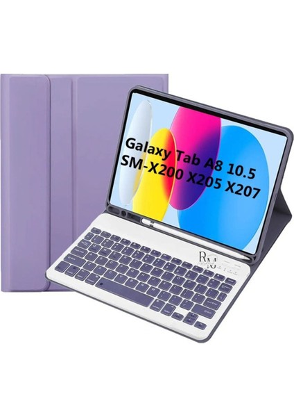 Samsung Galaxy Tab A8 X200 X205 X207 Uyumlu Kılıf Bluetooth Özellikli Klavyeli Tablet Kılıfı
