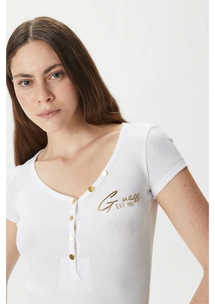 Kadın Ss Henley Olympia To Beyaz T-Shirt fırsatları