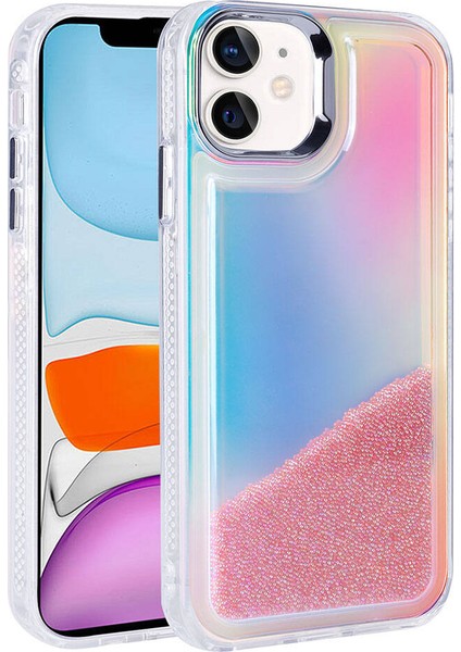 Iphone 11 Uyumlu Hologram Renkli Akışkan Boncuklu Arka Yüzey Kapak Kılıf