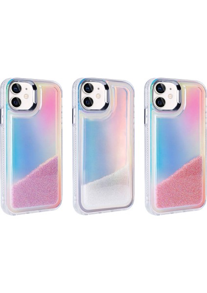 Iphone 11 Uyumlu Hologram Renkli Akışkan Boncuklu Arka Yüzey Kapak Kılıf