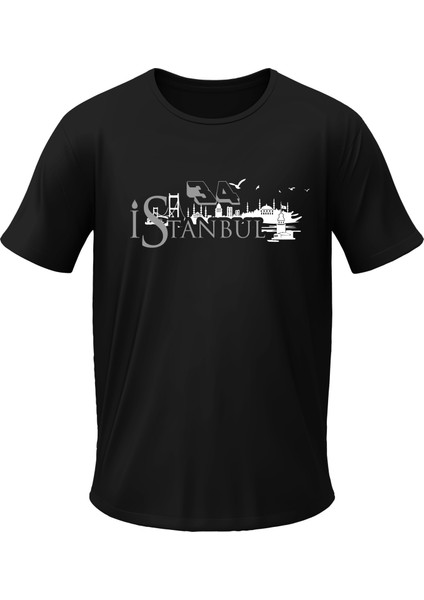 Istanbul Temalı Tişört Bisiklet Yaka Yazlık Erkek T-Shirt