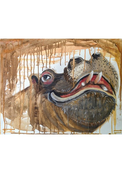 Hipopotam Ve Karamel Sevdası Tablo - Kahve Sevdalısı Serisi