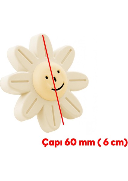 Plastik Papatya Gülücüklü Aytaşı Krem Mobilya Çoçuk Odası Dolabı Kapak Kulpu Çekmece Kulbu 1 Adet fiyatları