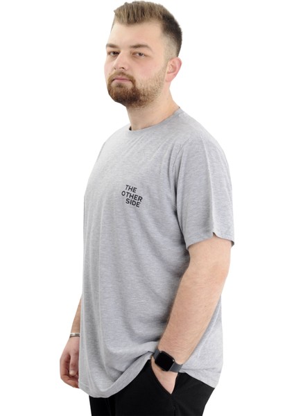 Battal Beden Erkek Tişört Bisiklet Yaka Baskılı The Other Sıde U24039 Grimelanj fiyatları