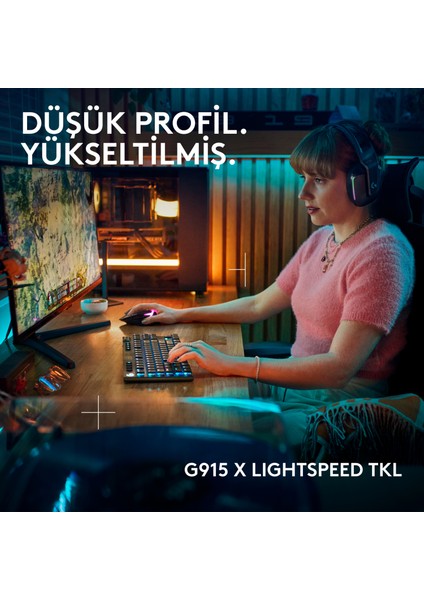 G915 x Lıghtspeed Tkl Rgb Aydınlatmalı Pc ve Mac ile Uyumlu Kablosuz Ingilizce Oyun Klavyesi, Siyah