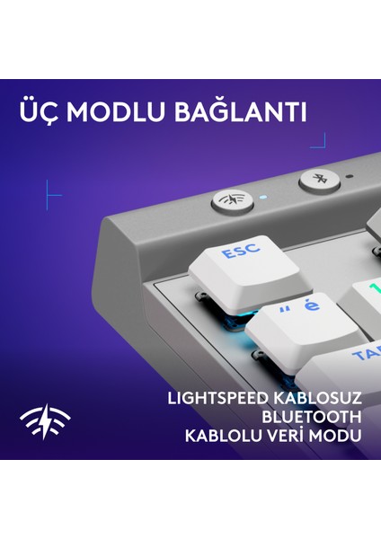 G515 Lıghtspeed Tkl Düşük Profilli Kablosuz Lıghtsync Rgb Ingilizce Oyun Klavyesi, Beyaz