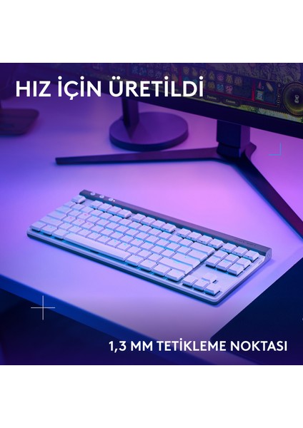 G515 Lıghtspeed Tkl Düşük Profilli Kablosuz Lıghtsync Rgb Ingilizce Oyun Klavyesi, Beyaz