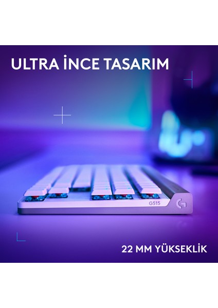 G515 Lıghtspeed Tkl Düşük Profilli Kablosuz Lıghtsync Rgb Ingilizce Oyun Klavyesi, Beyaz