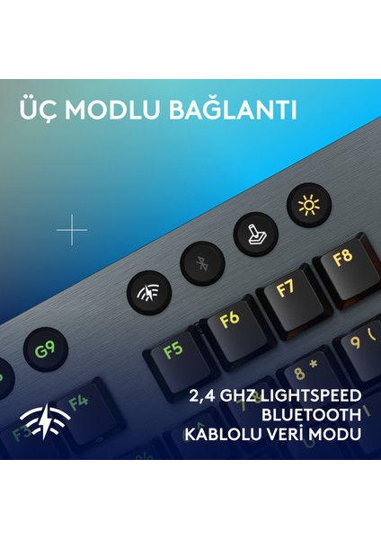 G915 x Lıghtspeed Rgb Aydınlatmalı Pc ve Mac ile Uyumlu Kablosuz Ingilizce Oyun Klavyesi, Siyah
