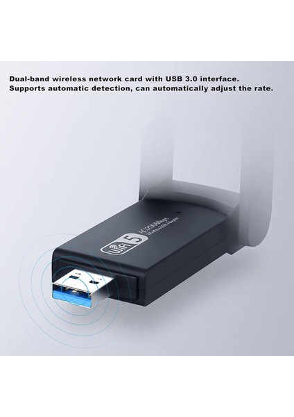 Dual Band Wifi 5 AC1300 Mbps Wireless Speed USB 3.0 Adaptör Kablosuz Çift Anten Uzun Menzilli Wifi Alıcı